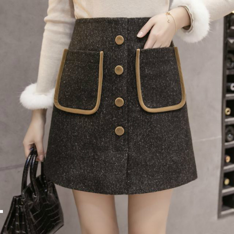 

Autumn 2021 New of women in wool knee skirts above short skirt high fallacy line mujer y389 W0EB, Unkkaqiseunk