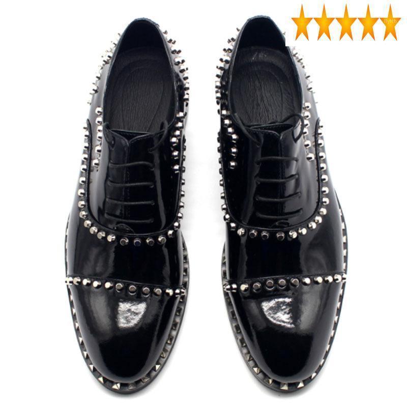 

Spring Oxford Designer Autumn Low Top Cow Formal Shoes Men Party Lace Up Pointed Toe Rivet Leather Footwear1, Model