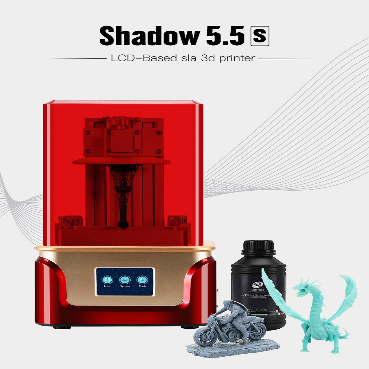 

UV Photocuring Resin LCD 3D Printer with Double Z axis Liner Rail Design 2K 3.5 Inch LCD Screen Air Filter Facility