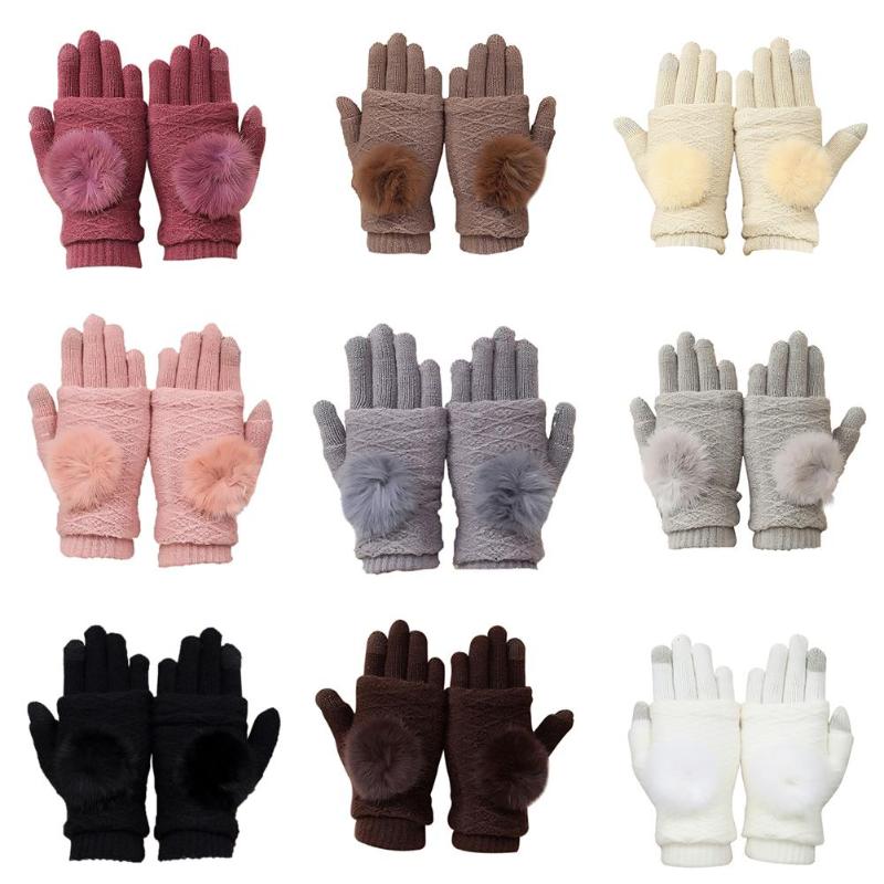 

Fashion Female Winter Touch Screen Gloves Winter Women Warm Leather Full Finger Stretch Thick Gloves Women