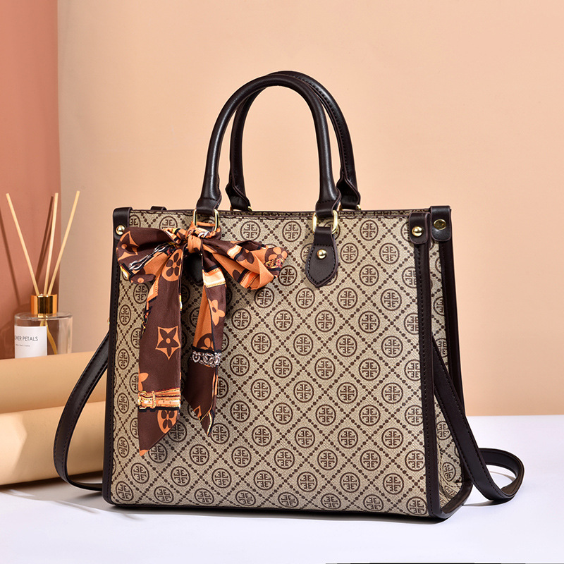 

factory outlet ladies leathers bags retro classic printed handbag large capacity contrast leather backpack elegant atmosphere ribbon women h, Khaki2-5406