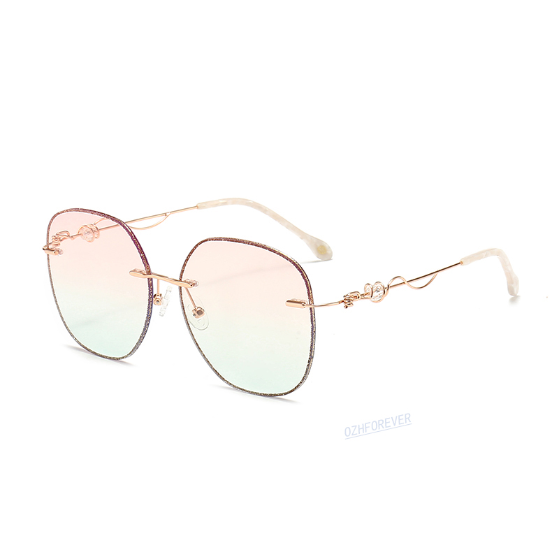 

Sunglasses Mens and Womens Black Brown Transparent Lens Frameless brand Driving Glass, White;black