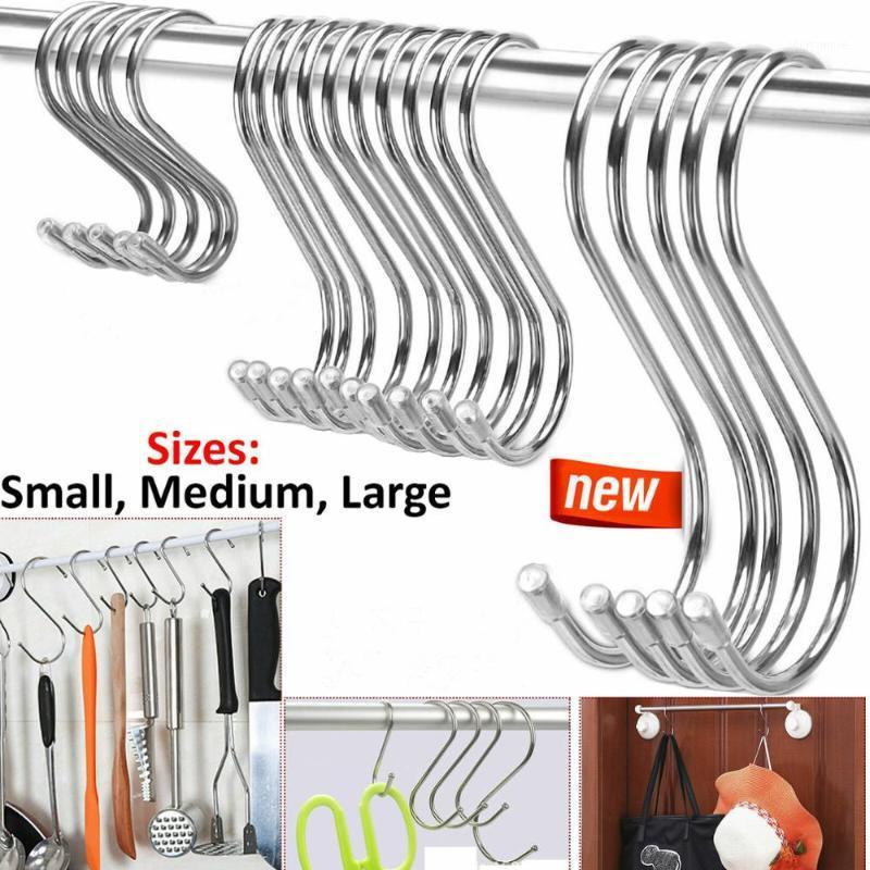 

Stainless Steel S Hooks 10/20/30 Kitchen Utensil Clothes Hanger Hanging Door Closet Bag Holder Kitchen Pot Pan Hanger1