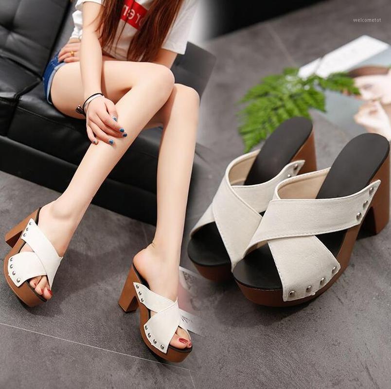 

new summer High Heels flock Slippers Open Toe Party Shoes casual Style Shoes High Quality Plus Size 35-40 women sandals1