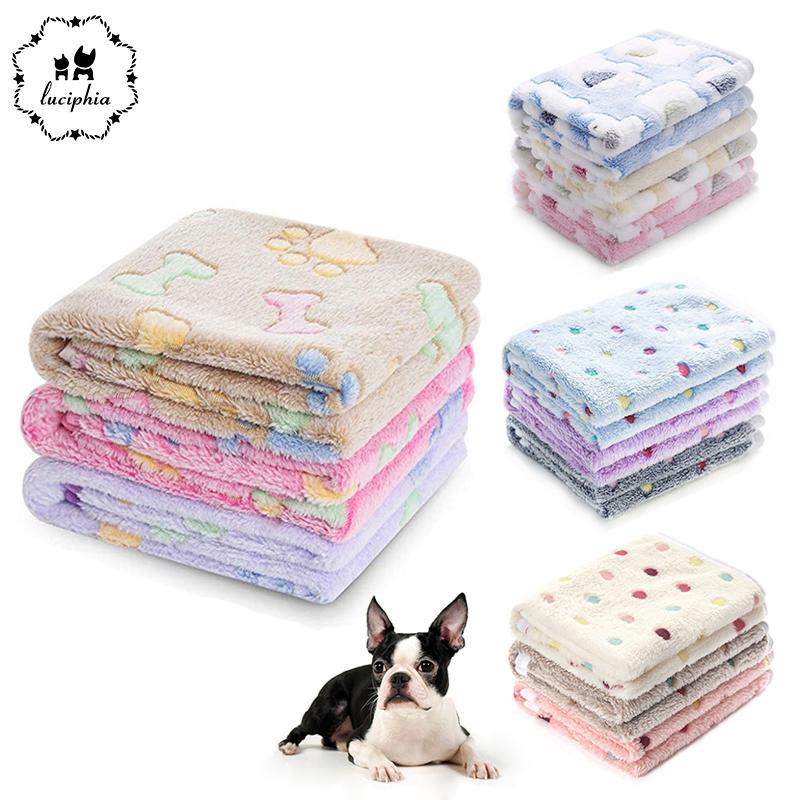 

3 Packs Pet Blanket Bed Mats Super Soft Fluffy Premium Fleece Dot Print Warm Flannel Throw for Dog Puppy Cat, Dot 1