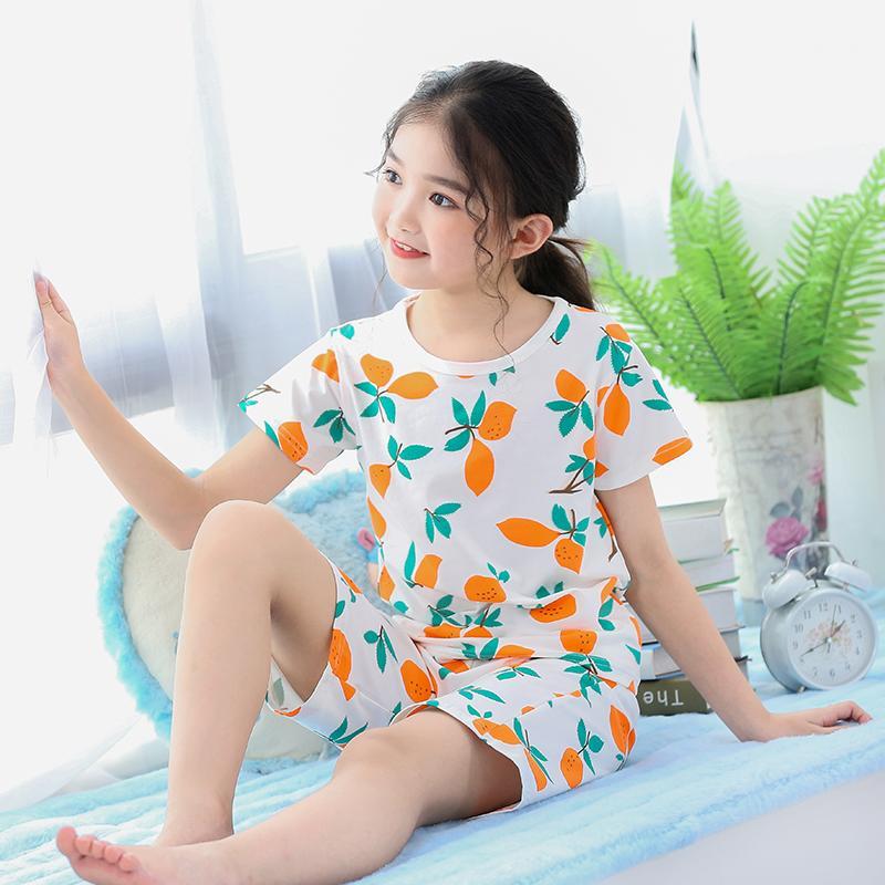 

Children Cartoon Pajamas for Girls New Summer Pyjamas Set Kids Pijama Short Sleeve Home Wear Sleepwear Suits Thin Pajamas Set1, Xt suishu m mangguo