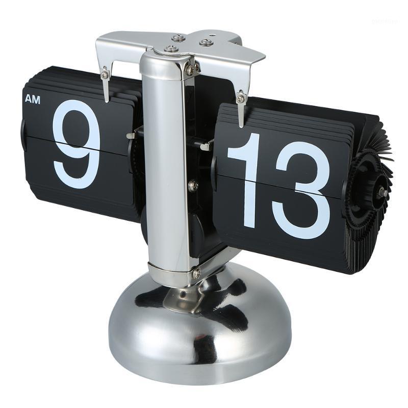 

Table Clock Small Scale Retro Flip Quartz Desk Clock Stainless Steel Internal Gear Auto Flip Table Desk Modern Home Decor1