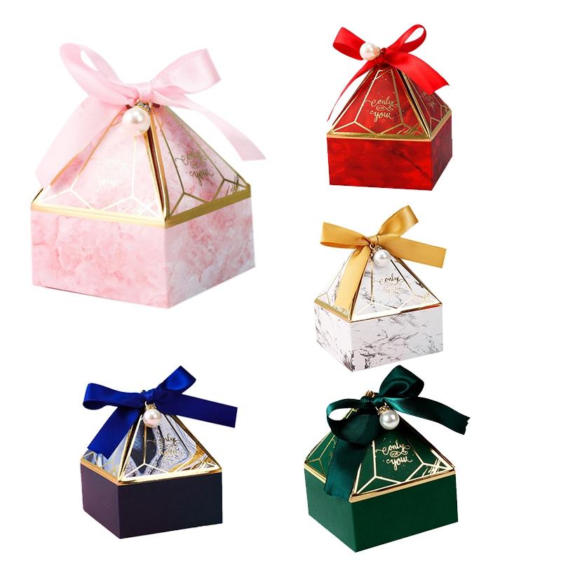 

100 Pcs Gem Tower Candy Box Wedding Party Gift,with Ribbons Decoration