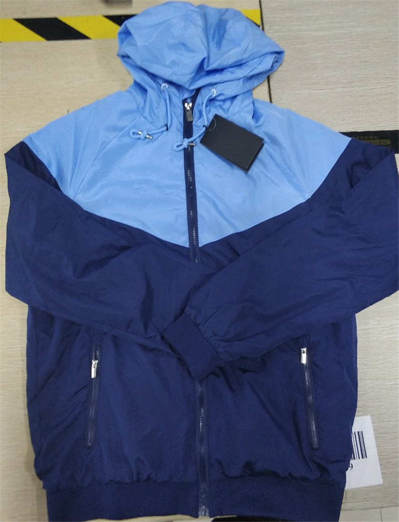 

Mens Jacket Sport Soccer Pattern New Coat Sweatshirt Hooded Sports Windbreaker Jackets Men Clothes Asain Size -2XL Wholesale, Blue+white