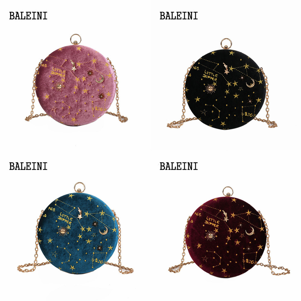 

HBP 2020Starry sky Circular Fashion Suede Shoulder Bag Chain belt Women's Crossbody Messenger Bags Ladies Purse Female Round Handbag Q1230, Pink