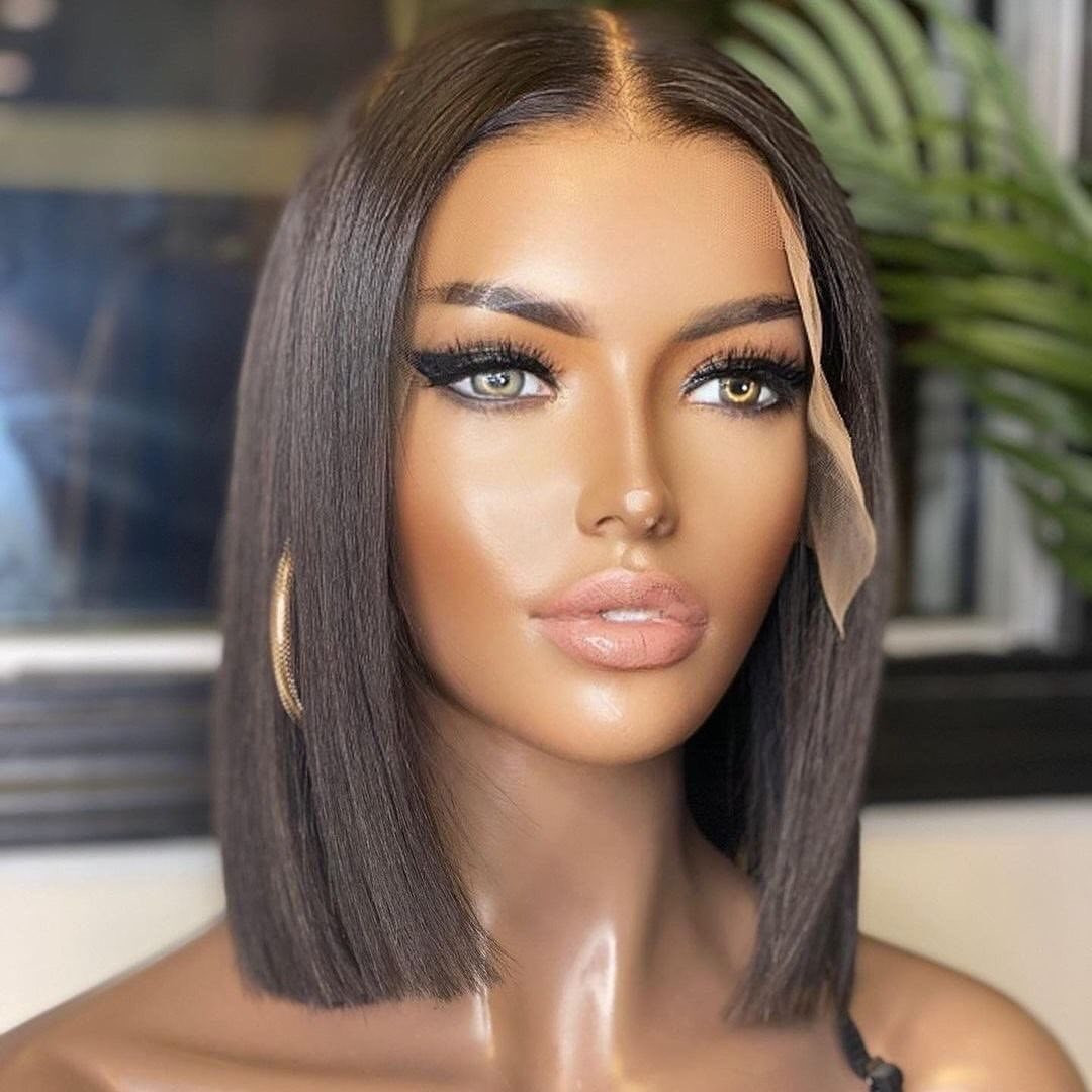 Costume Accessories Natural Black Color Short Bob Lace Front Wigs For Women With Baby Hair Straight Gluelss Heat Resistant Synthetic Wigs Da-image-749168365