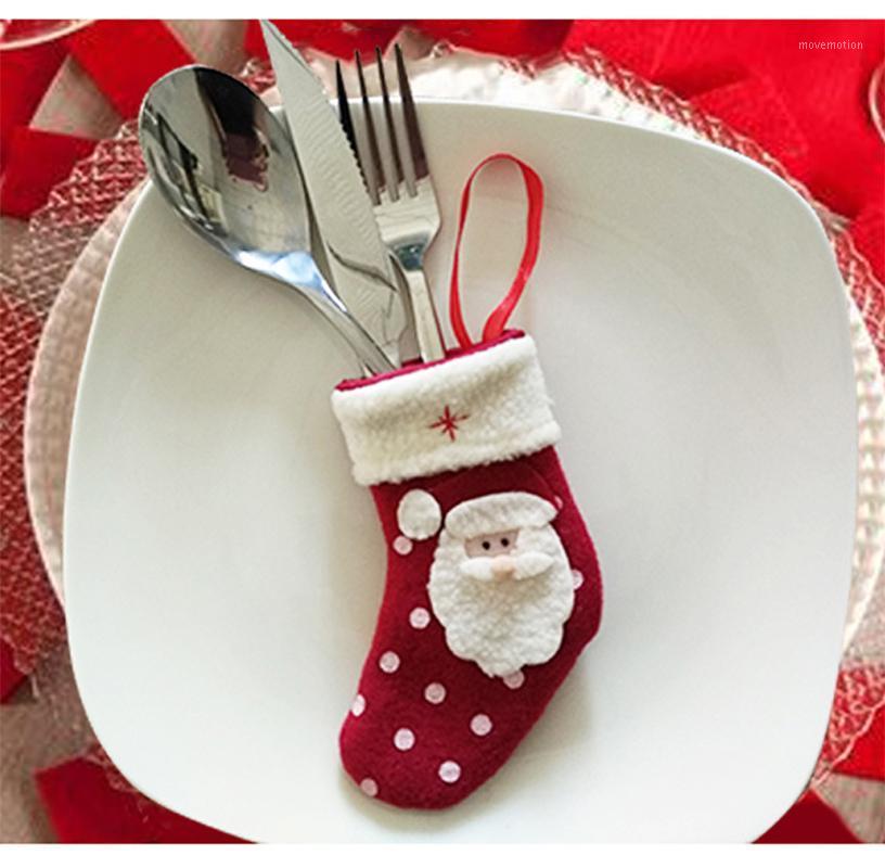 

3 Pcs Christmas New Year Pocket Fork Knife Cutlery Holder Home Party Table Dinner Bags Decoration Tableware Cute Santa Socks1