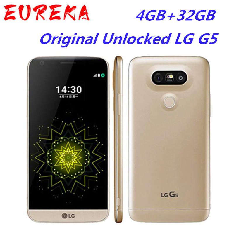 

Original Unlocked LG G5 Quad Core Mobile Phones 4GB RAM 32GB ROM Display 5.3" QHD IPS 16MP Fingerprint FDD LTE Smartphone, Gold