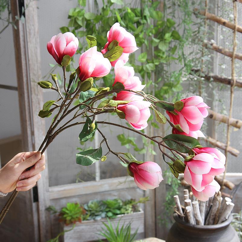 

2pcs Artificial Orchid Magnolia Flowers Plant Branch Home Wedding Party Holiday Decorations Flower Arrangement Crafts Floral, Pink orchid