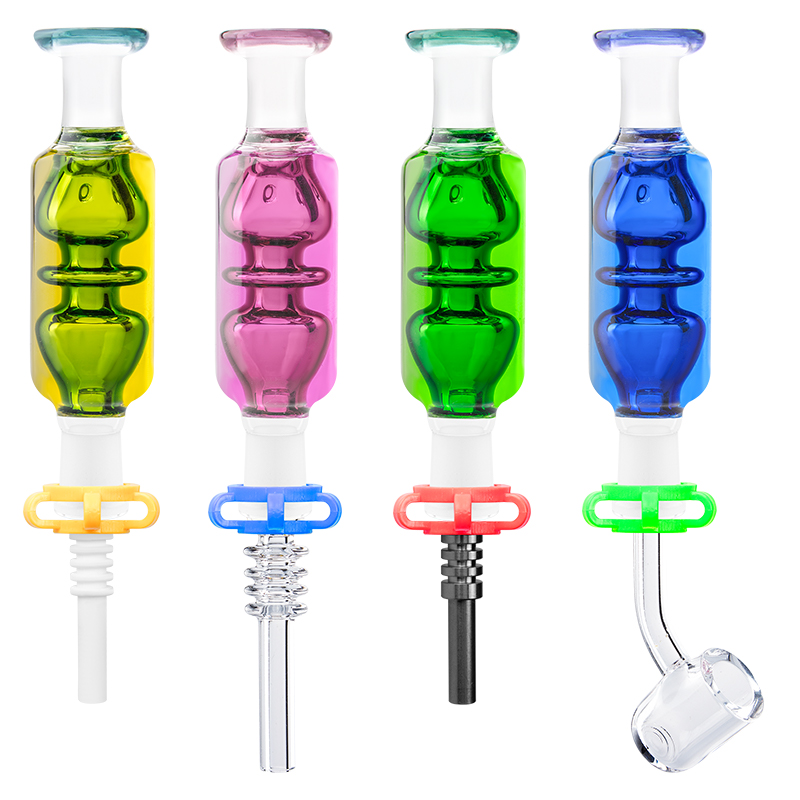 

NC094 Glass Pipe Colored Cooling Oil Inside Dab Rig Smoking Pipes 14mm Titanium Ceramic Quartz Banger Nail Clip 5 Colors 4 Model Nails
