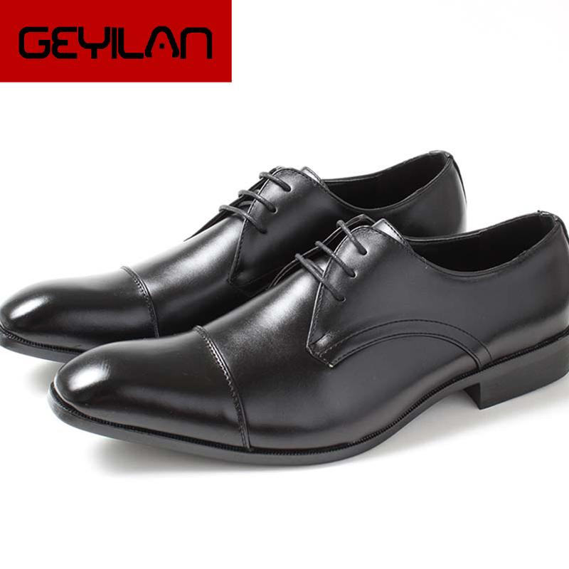 

New Men Dress shoes Genuine Leather Pigskin Man Business shoes Lace-up Black Brand high-end men's wedding 0261, Black dress shoes