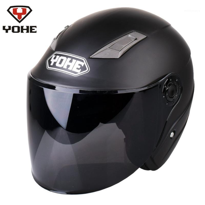 

YOHE Motorcycle Open Face Helmet Casco Moto Casque Moto Scooter Helmets MaBlack Men Women Summer Capacetes de Motociclista1, With tinted lens