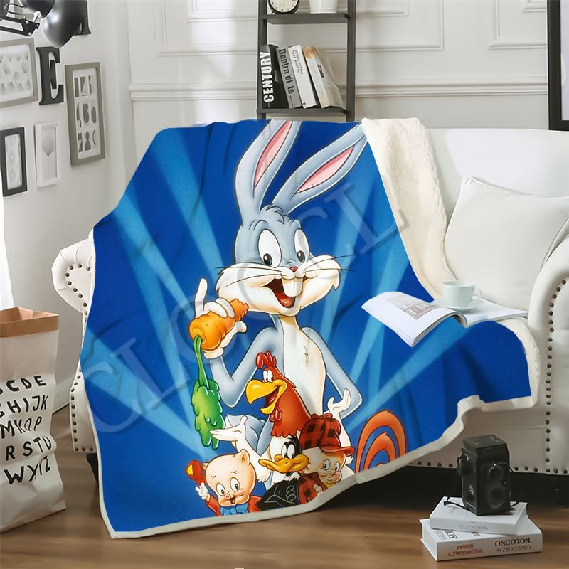 

CLOOCL Newest Cartoon Anime Bugs Bunny Blankets 3D Print Double Layer Casual Sofa Travel Teens Women Men Bedding Throw Blanket Plush Quilt