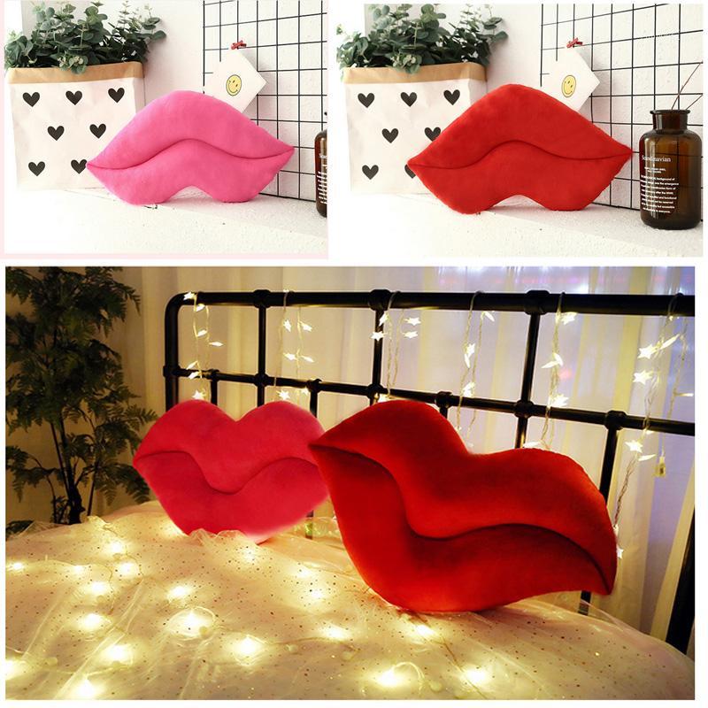 

Creative Pink Red Lips Shape Cushion Home Decorative Throw Pillow Sofa Waist Pillows Textile Decor Valentine Gift