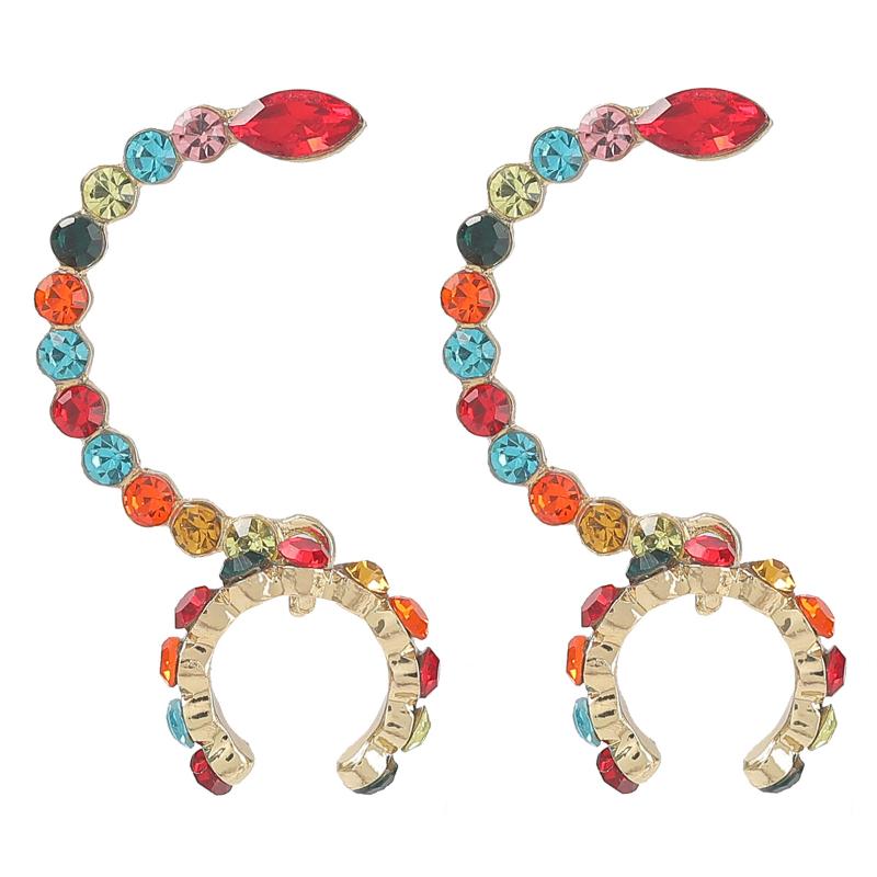 

Novelty Design Rhinestone Geometric Dangle Earrings Jewelry Hot Sale Bohemian Trendy Statement Earrings Accessories