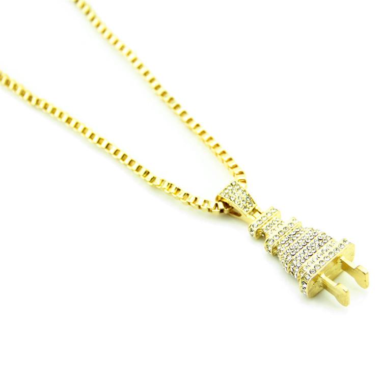 

Chains European And American Personality Creative Collar Insert Diamond Plug Pendant Necklace Female Hip Hop