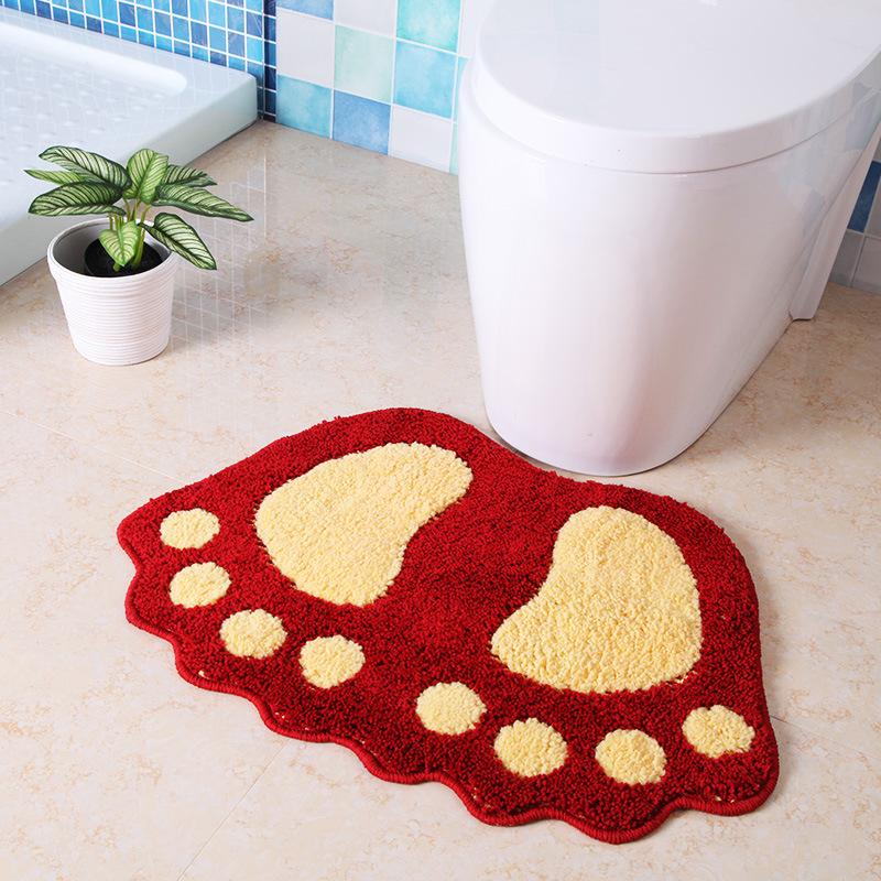 

Bathroom Rug Bath Pad Carpets Microfiber Mini Mats Foot Print Bath Mats Non-slip Bathroom Carpet,Mat Toilet Tapete Para Banheiro, Red