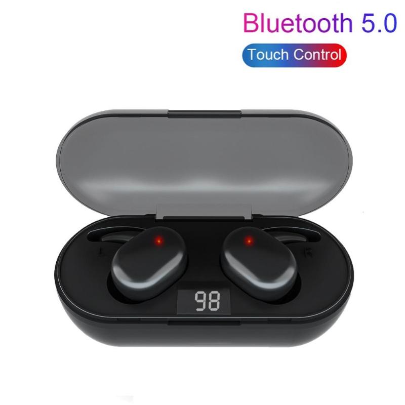 

Q2 TWS Bluetooth 5.0 Wireless Smart Touching Noise Reduction Earphone for Phone Waterproof Headsets HiFi Stereo Earbuds, Black