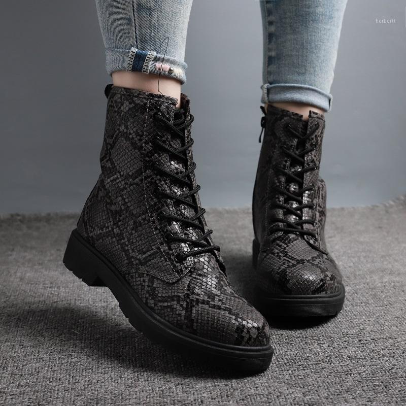 

Boots For Women Ladies PU Leather Ankle Boots Shoes Winter Fur Lining Female Motorcycle Shoes Snake skin pattern1, Snake skin pattern