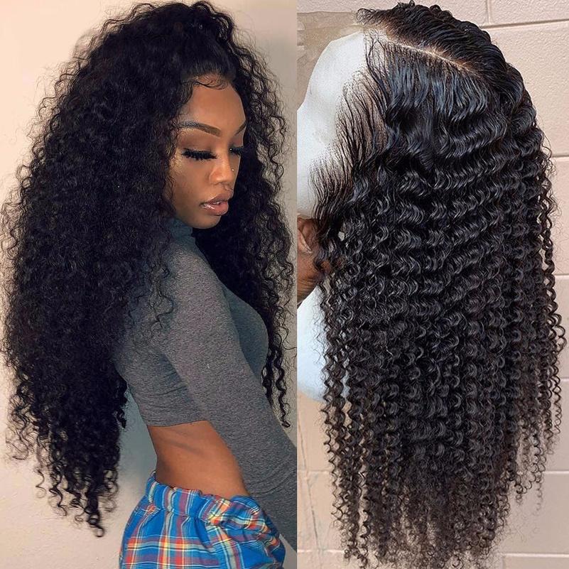 

Lace Front Human Hair Wigs 13*4 Brazilian Kinky Curly Human Hair Wig PrePlucked with Baby Hair Beaudiva Curly Lace Front Wig plus, Black