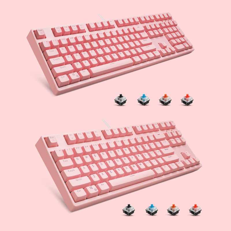 

Gaming Mechanical Keyboard with Blue Red/Black/Brown Axis 87/108 Keys White Backlit For Gamer Engineer Notebook Laptop Computer