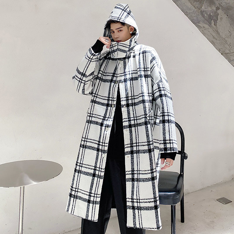 

2020 Long Men Autumn Trench Coat Outerwear Male Vintage Chess Cardigan Wool Pc4e, 3805