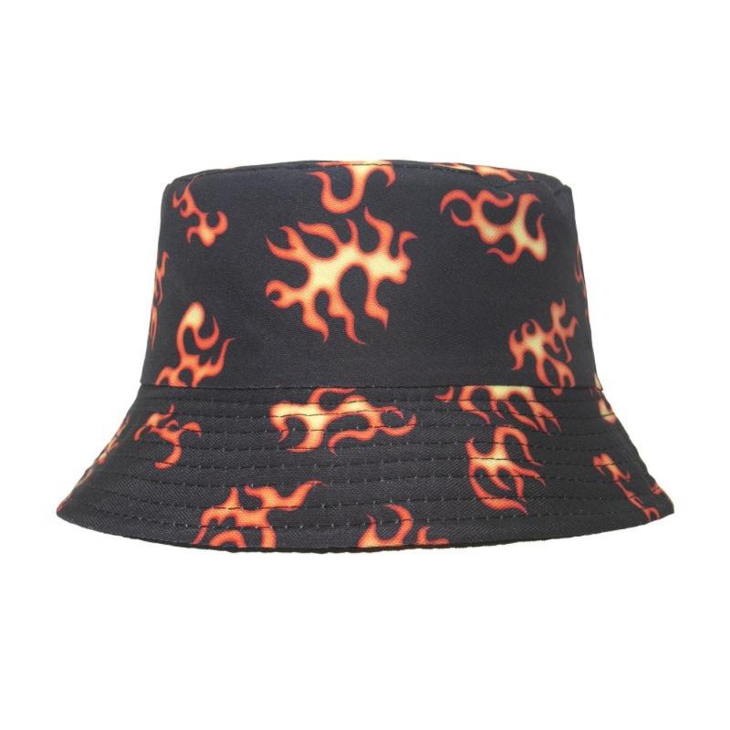 

2021 Tie Dye Flame Print Fisherman Hat for Men and Women Outdoor Leisure Bucket Hat