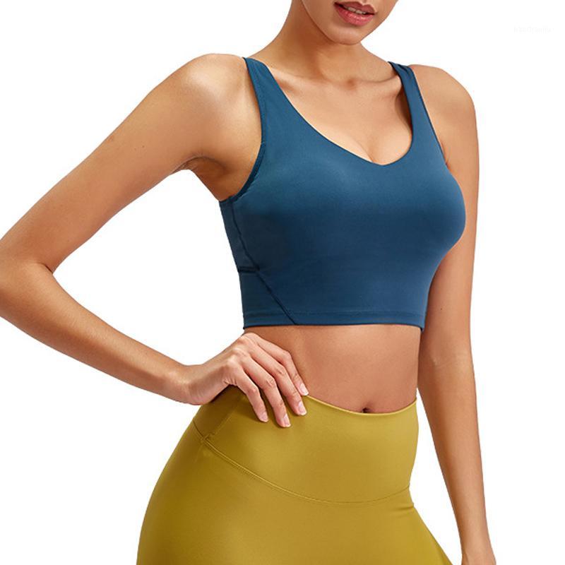 

New Sexy U-Back Yoga Bras Workout Gym Push Up Sports Bra Top Women Super Soft Crop Tops Tank Sleeveless Shirt Fitness Bra1, Red brown