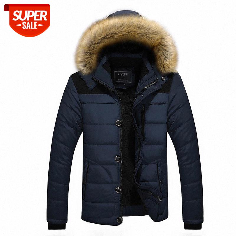 

Men's Autumn and Winter Stitching Hooded Fur Collar Coat Plus Velvet Cotton Men's Cotton Jacket Soft and Comfortable #tk5V