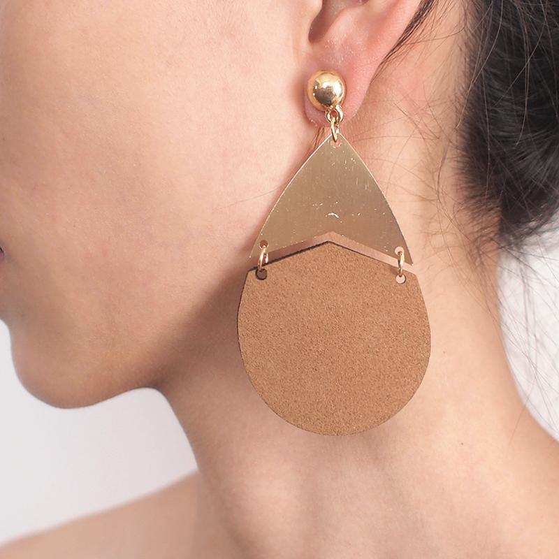 

MANILAI Fashion PU Leather Earrings Trendy Alloy Geometric Statement Earrings For Women Fashion Jewelry Stud