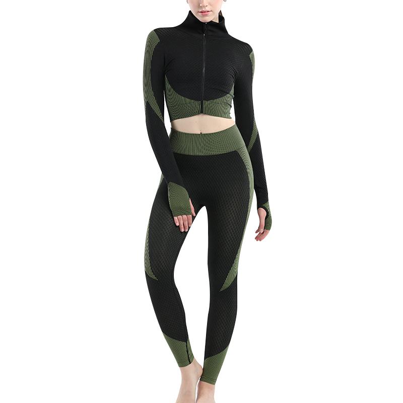 

Women Yoga Set Zipper Long Sleeve or Sleeveless Bra Top Leggings Sport Suit Workout Clothes Fitness YA88, Lshort sleeve