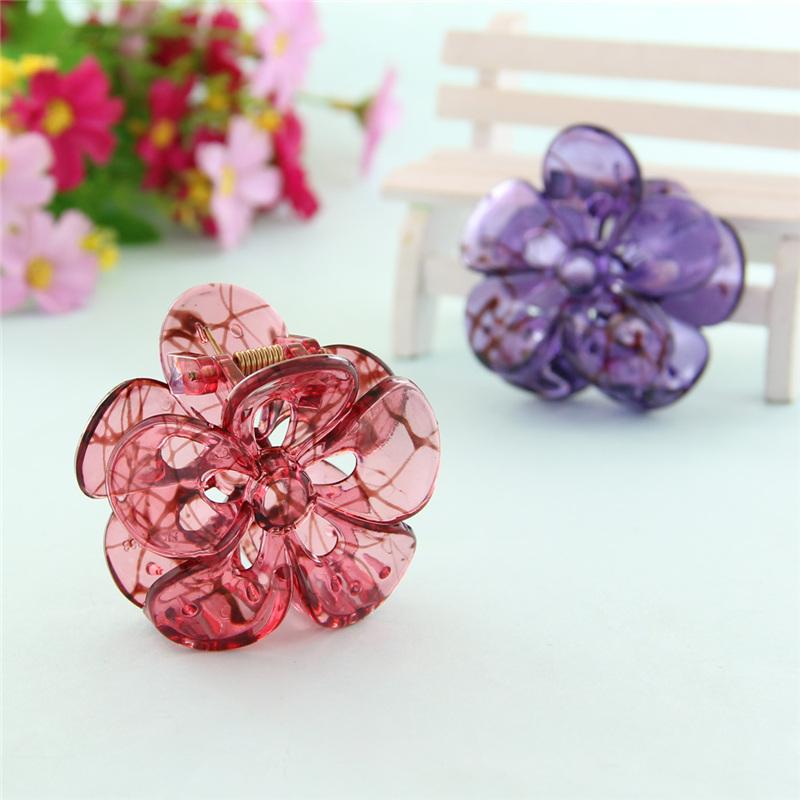 

2021 New Fashion Flower Shape Hair Claw Clamp Women Girls Hair Jewelry Resin Accessories Tiaras Female Gifts
