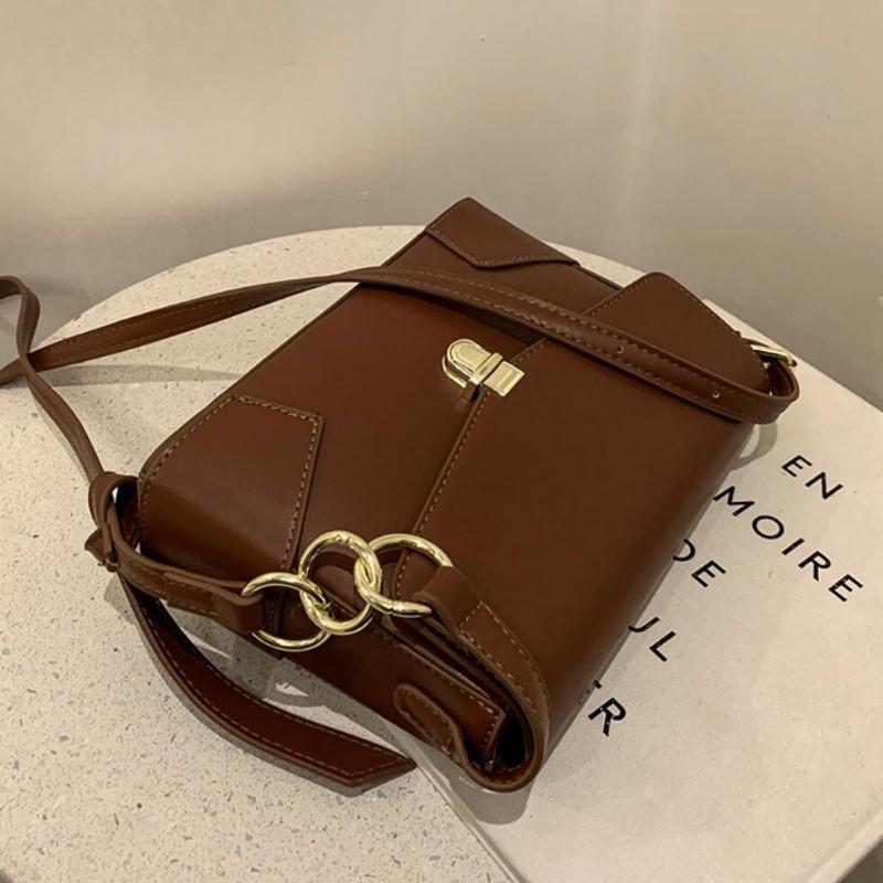 

Vintage Square Crossbody bag 2021 Fashion New High-quality PU Leather Women's Designer Handbag Lock Shoulder Messenger Bag, Black