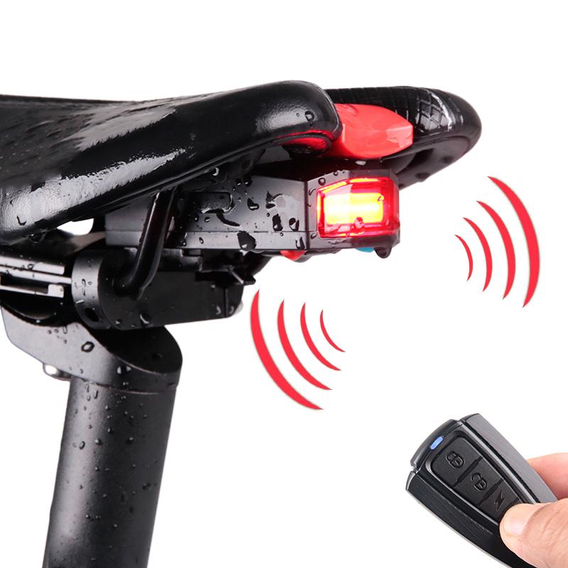 

Remote Control USB Bicycle LED Rear Lights Horn Wireless Anti-Theft Alarm Warning Waterproof Rechargeable Bike Light Accessories