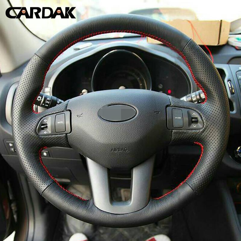 

CARDAK Artificial Leather Hand-stitched Car Steering Wheel Covers For Kia Sportage 3th 2011-2014 Kia Ceed 2010 Car accessories