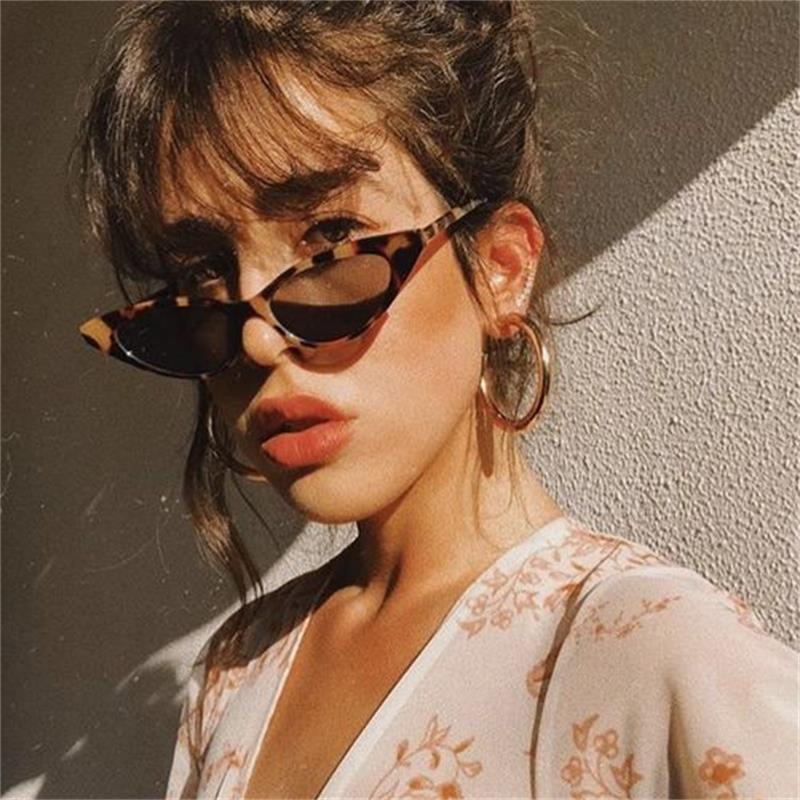 

Sunglasses CatEye Triangular Glasses Transparent Women Thin Cat Eye 2021 Brand Designer Small Leopard Sun Sexy