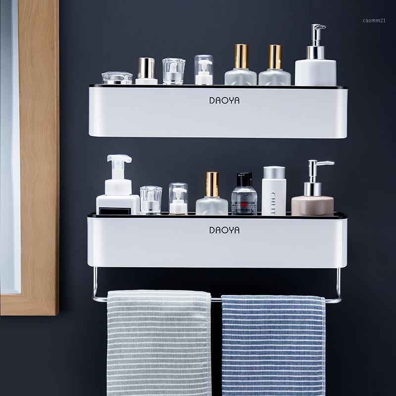 

Bathroom Shelves Shelf Wall Mounted Shampoo Shower Holder Kitchen Storage Rack Organizer Towel Bar Bath Accessories1