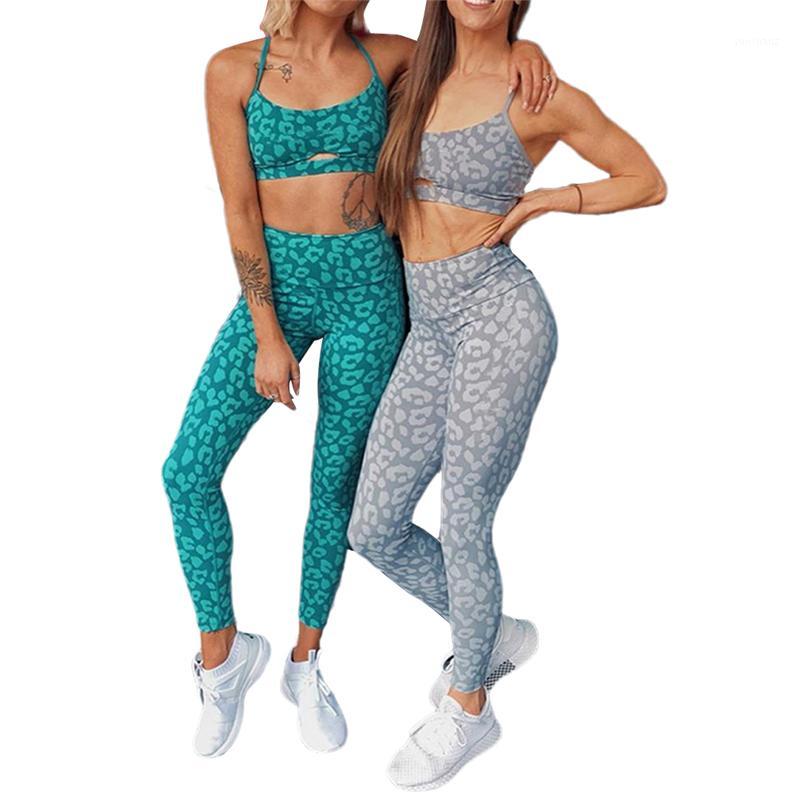

2020 Ladies Personalized Yoga Clothes Set Summer Women Printing Camisole Padded Crop Tops High Waist Pants Suits Sportswear1