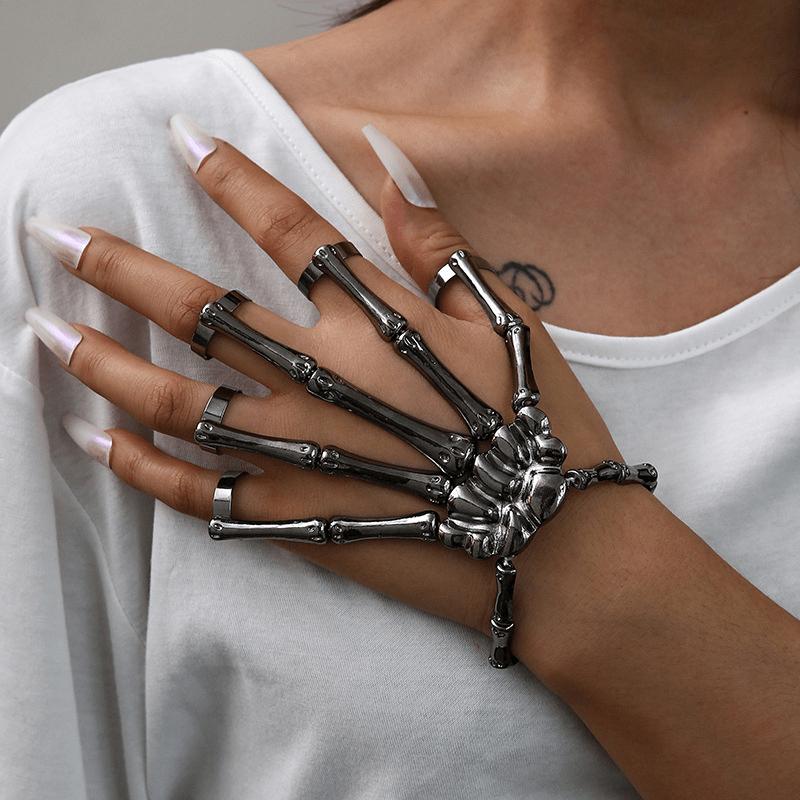 

Bangle Silver Color Hard Skeleton Women Bracelets On Hand Gothic Punk Vintage Bracelet Bangles For Jewelry Couple Gift