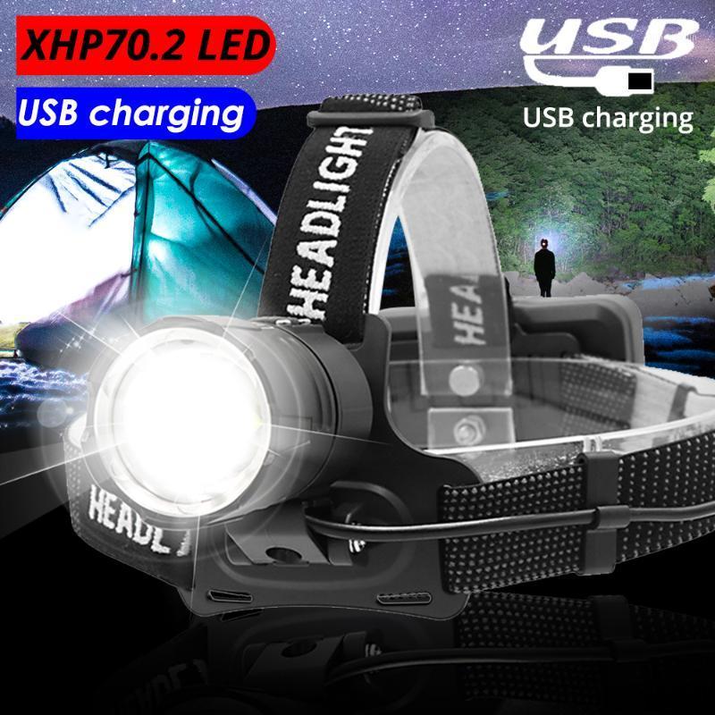 

LED headlamp fishing Ultra Powerful Torch XHP70.2 Zoomable Waterproof Headlight USB Rechargeable use 3*18650 battery1