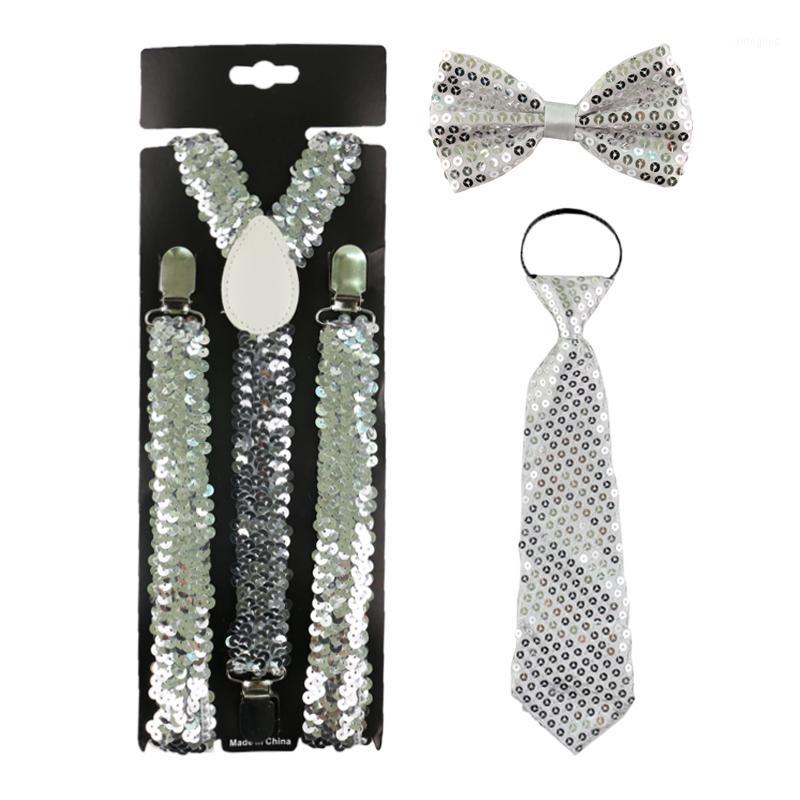 

Suspenders Fashion Small Sequin Gold Silver Clip-on Elastic Y-Shape Back Braces Bowtie And Necktie For Women Men1