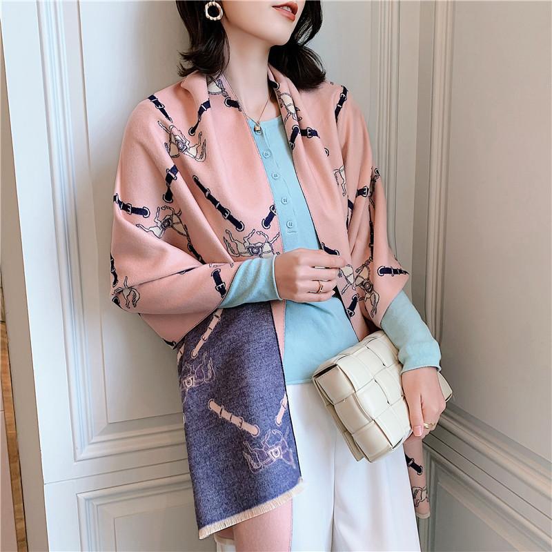 

Scarves Winter Scarf Women Soft Cashmere Warm Foulard Chain Melt Print Wraps Thick Shawls Bufanda Stoles