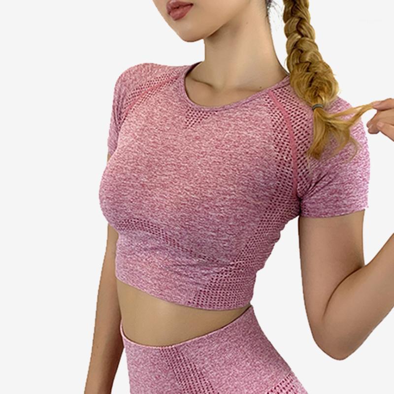 

Women Solid Color Sports Top Yoga Clothing Gym Crop Top Seamless Long Sleeve Shirts Clothing Workout Tops Yoga Long Sleeve1, Grey