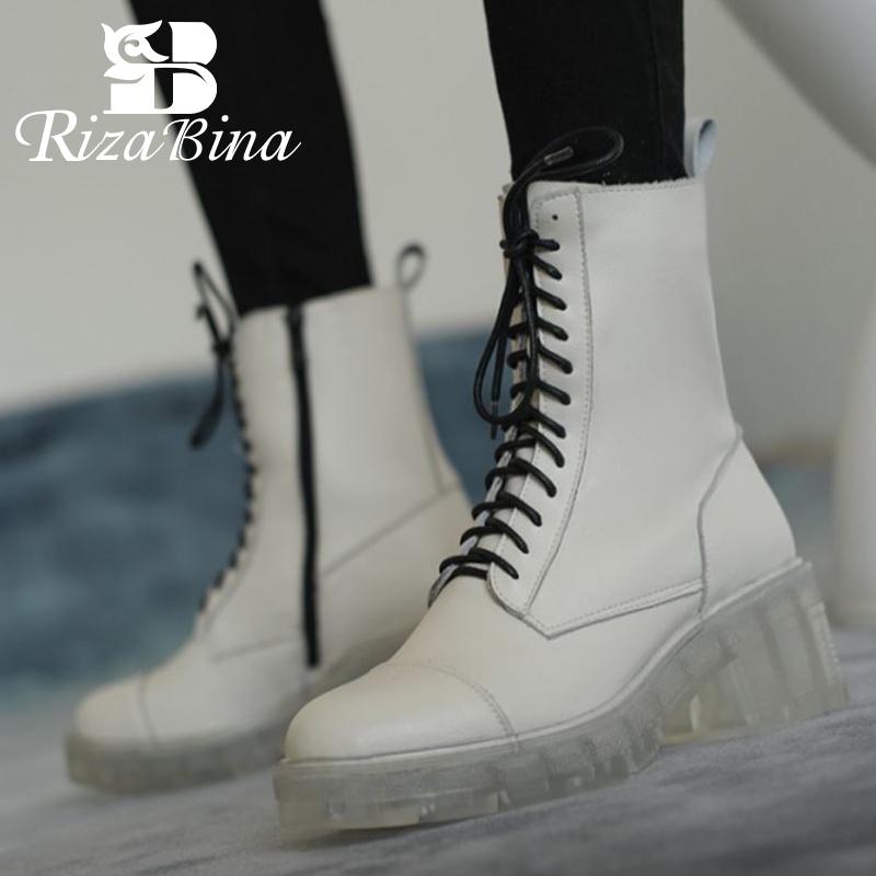 

RIZABINA Women Ankle Boots Zipper Thick Bottom Woman Short Boots Fashion Cool Dance Woman Shoes Winter Footwear Size 34-40, Black