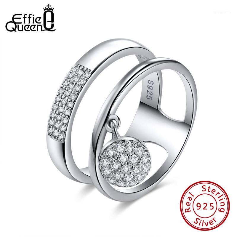 

Effie Queen 100% Genuine 925 Sterling Silver Women Rings Shiny Cubic Zircon Pave Setting Female Party Jewelry KSR541